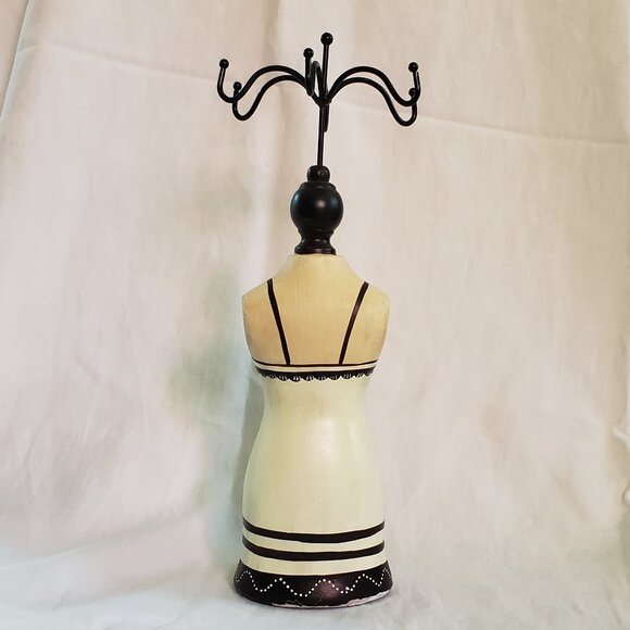 Standing Victorian Mannequin Black & White Pedestal Jewelry Holder 14 Inch Tall - Picture 4 of 9